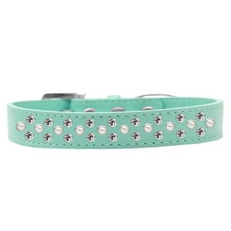 UNCONDITIONAL LOVE Sprinkles Pearl & Clear Crystals Dog CollarAqua Size 14 UN797368